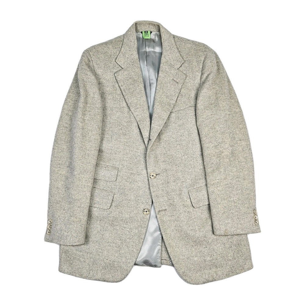Bullock & Jones 100% Cashmere Flannel Coat Mens 40S Sport Coat Herringbone Union